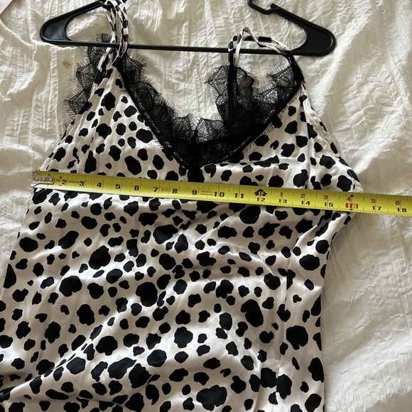 Anthropologie V-Neck Open Back Lace Trim Animal Print Slip Dress Size Small MINT - Picture 7 of 7